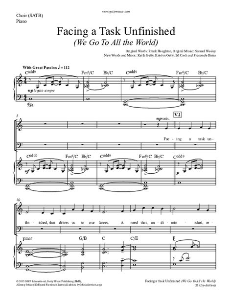 Facing A Task Unfinished Version Sheet Music Pdf Keith Kristyn