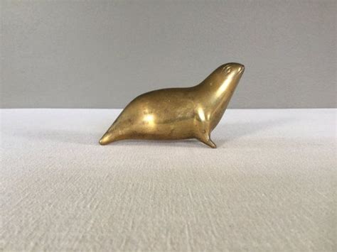 Mid Century Brass Seal Brass Animals Sea Lion Beach Etsy Brass