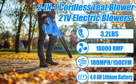 Cordless Leaf Blower Battery Powered 2 In 1 Portable Lightweight Electric Leaf