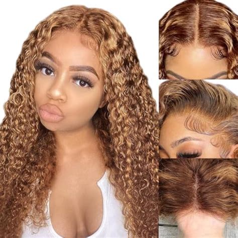 Amazon Keuet Honey Blonde Curly Lace Front Wig Human Hair Inch