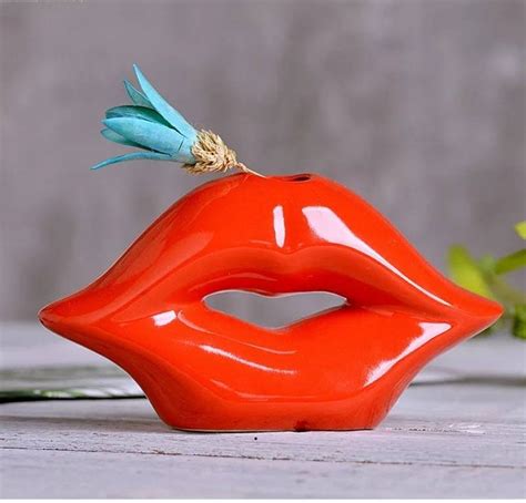 Nordic Ceramic Lips Vase Creative Sexy Lips Home Decoration Etsy