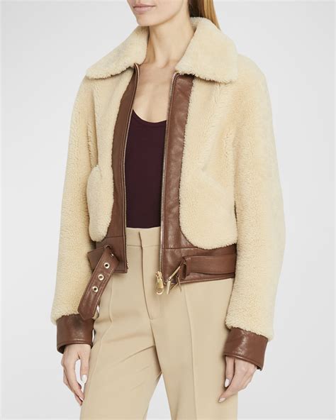 Chloe Merino Shearling Patchwork Short Jacket Neiman Marcus