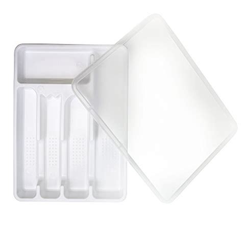 Flatware / Cutlery Drawer Tray with Lid, Plastic Utensil Storage ...