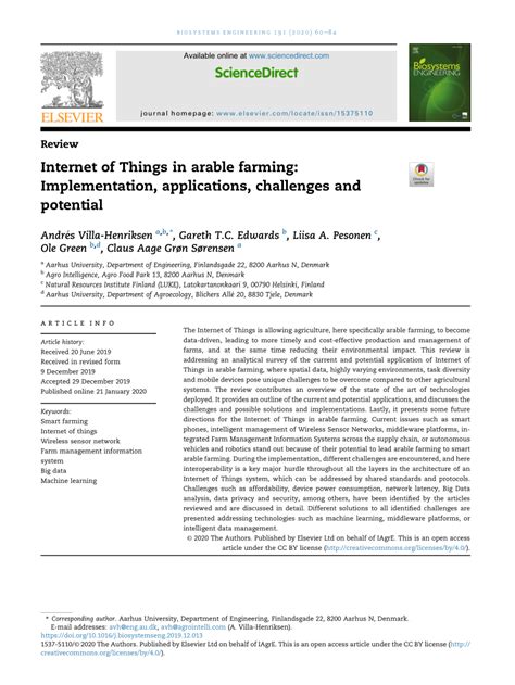 (PDF) Internet of Things in arable farming: Implementation ...