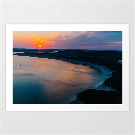 Sunset at Lake Travis Art Print by Chee Sim | Society6