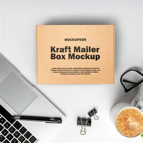 Free Kraft Mailer Box Mockup PSD Template » CSS Author