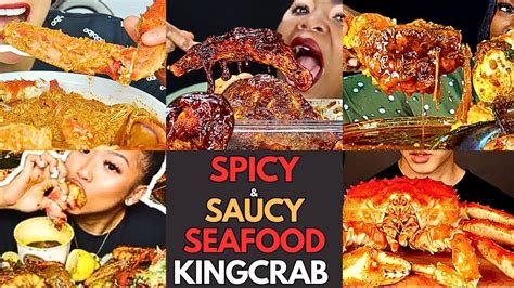 🌶️🔥🌊saucy Seafood Mukbang King Crab Seafood Boil Big Bites Mukbang Compilation🦐🦀🦞 Youtube