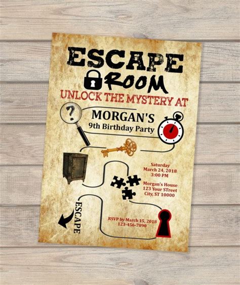 Escape Room Birthday Invitation Escape Theme Invitation Etsy