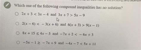 FREE Which One Of The Following Compound Inequalities Has No Solution