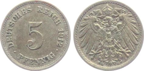 Kaiserreich 1912 G 5 Pfennig großer Adler vz st MA Shops