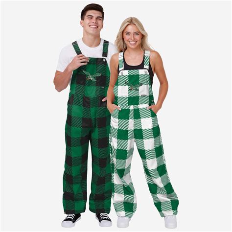 Philadelphia Eagles Kelly Green Womens Plaid Bib Overalls Foco