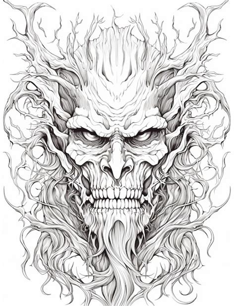 Premium AI Image | a drawing of a demon with long hair and a beard generative ai