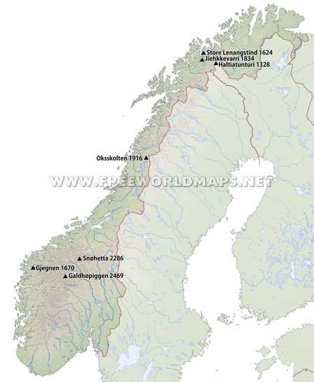 Norway Physical Map