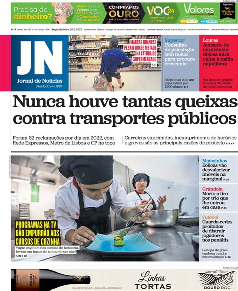 Capa Jornal de Notícias 26 junho 2023 capasjornais pt