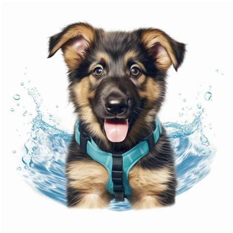 Premium Photo There Is A Drawing Of A Puppy Wearing A Blue Vest