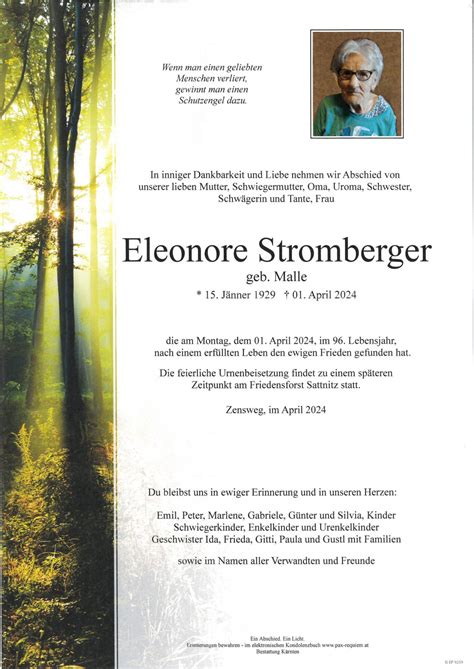 Parte für Eleonore Stromberger geb Malle pax requiem