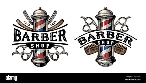 Emblème Ou Badge De Barbershop Barre De Coiffeur Logo Masculin Du