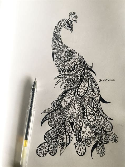 Orcheva Art Peacock Doodle — Steemit Mandala Design Art Mandala