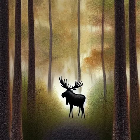 A Moose In A Foggy Forest Digital Painting Stable Diffusion Openart