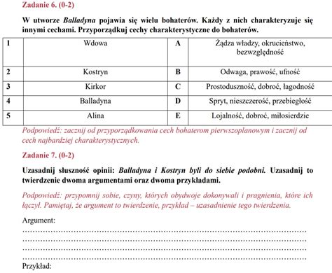 Karta pracy Balladyna Złoty nauczyciel