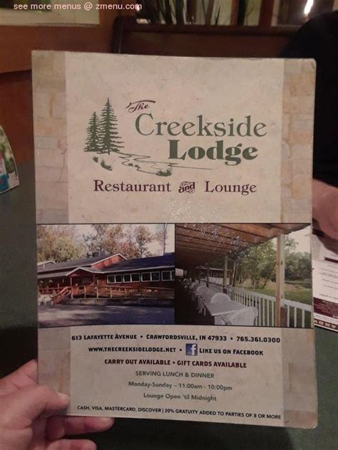 Online Menu Of The Creekside Lodge Restaurant Crawfordsville Indiana