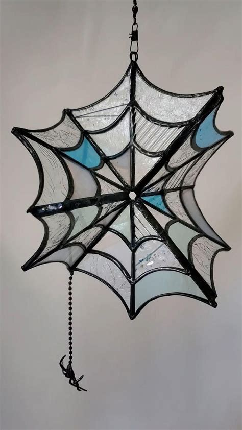 Handmade Stained Glass Spider Web Garden Spinner Ornament Etsy