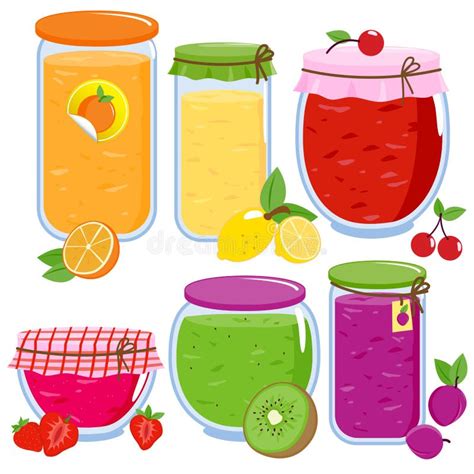 Jars With Fruit Jams Vector Illustration Stock Vector Illustration