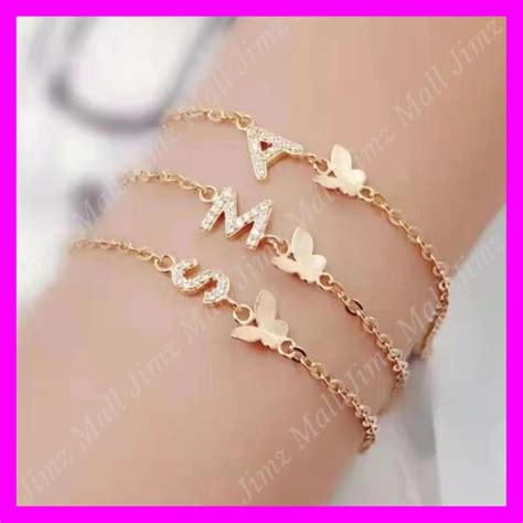 Jual Gelang Inisial Huruf A To Z Titanium Wanita Anti Karat Lapis Emas