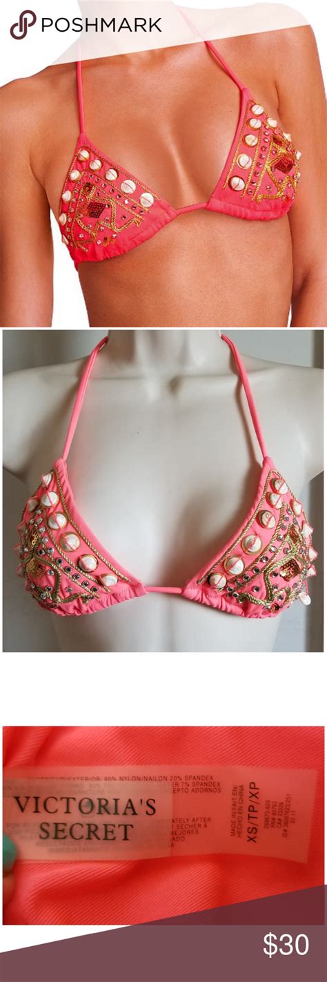 Victoria Secret Seashell Bikini Top Triangle Bikini Top Xs Beading And