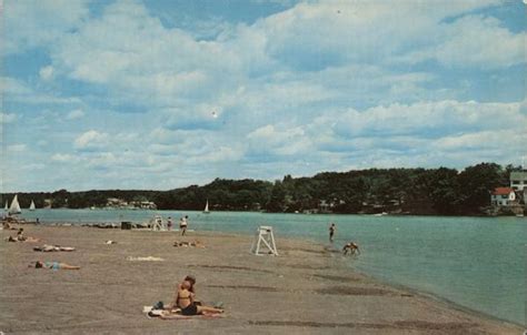 Lake Quinsigamond Park Beach Worcester, MA Postcard