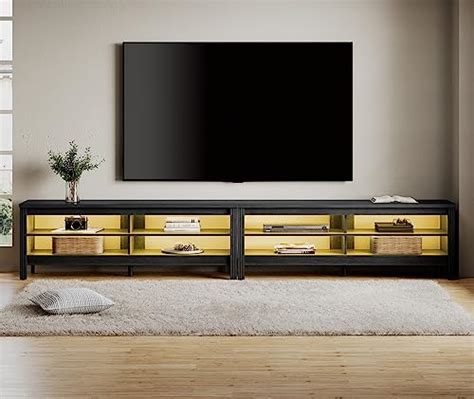 Buy WAMPAT LED TV Stand for 100 Inch TV, Black Entertainment Center for 90 85 80 inch TV Console ...