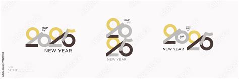 Unique and classic Happy New Year 2025 logo design. Set of creative ...