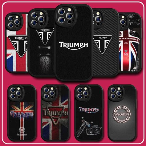 Triumph Motorcycle Silicone Lambskin Leather Phone Case For Iphone 7 8 11 12 13 14 Se X Xs Xr