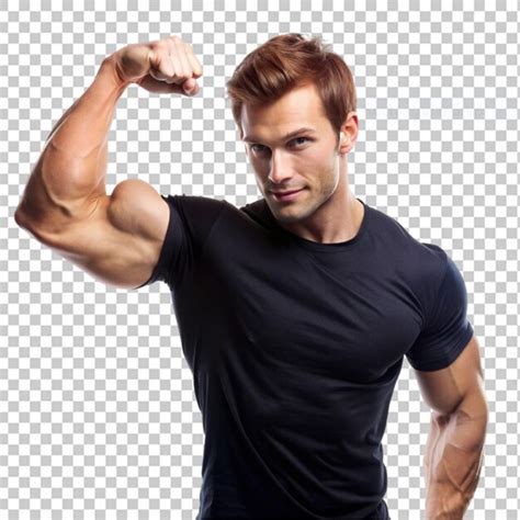 Premium Psd Powerful Guy Showing His Muscles On Transparent Background