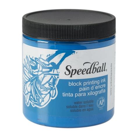 Speedball Block Printing Ink Water Based 8 Oz Jar Blue