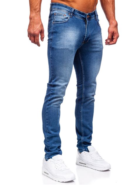 Granatowe spodnie jeansowe męskie slim fit Denley 6528