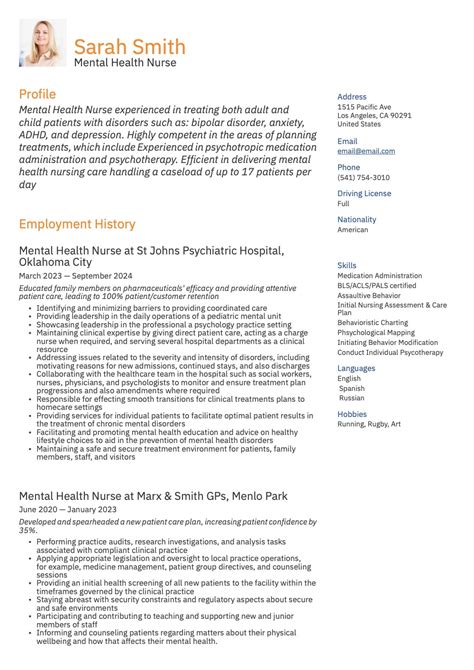 Mental Health Psychiatric Nurse Resume Examples Pdfs