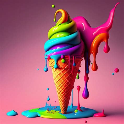 Premium AI Image Illustration Of A Colourful Ice Cream Cone That S