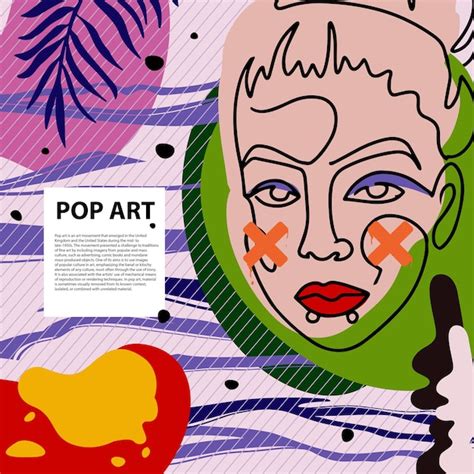 Cara de diseño de portada de arte pop dibujada en una línea elegante