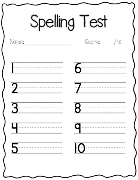 Spelling Test Template Worksheet Spelling Test Spelling Test