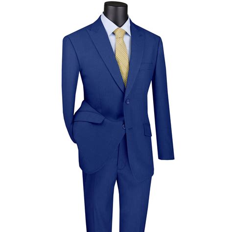 Vinci Men S Blue 2 Button Peak Lapel Modern Fit Business Suit New Fh Menswear