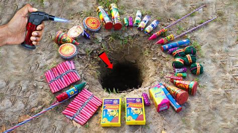 Different Types Of Crackers Inside A Big Hole Patakhe Testing In Hole