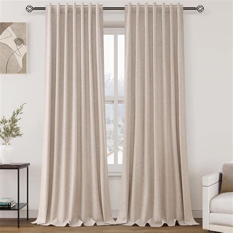 amazoncom oatmeal linen  black  curtains  inches long