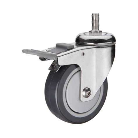 Threaded Stem Pu Polyurethane Caster Wheel With Double Brakes Supplier