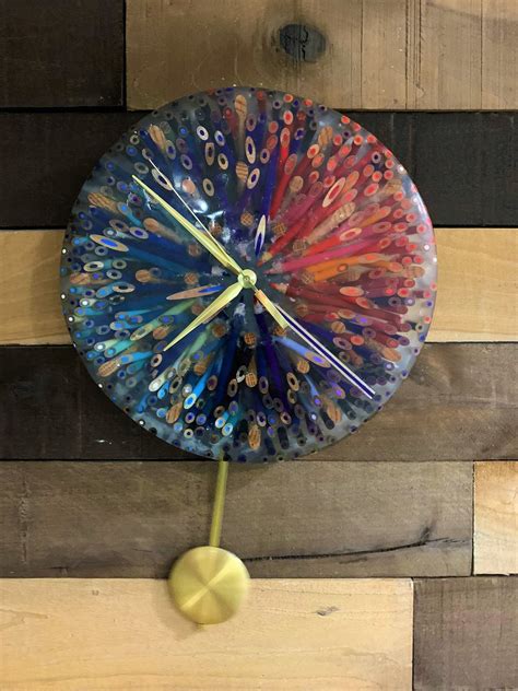 I Made An Epoxy Resin And Colored Pencil Wall Clock For My Sister