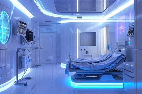 Premium Photo A Hospital Room Featuring A Bed And Overhead Lights