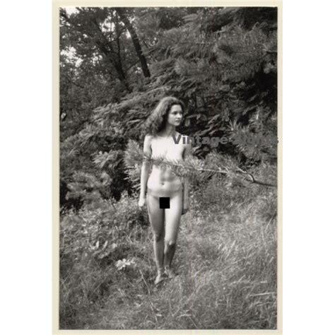 Slim Darkhaired Nude On Forest Edge Meadow Vintage Photo Gdr S