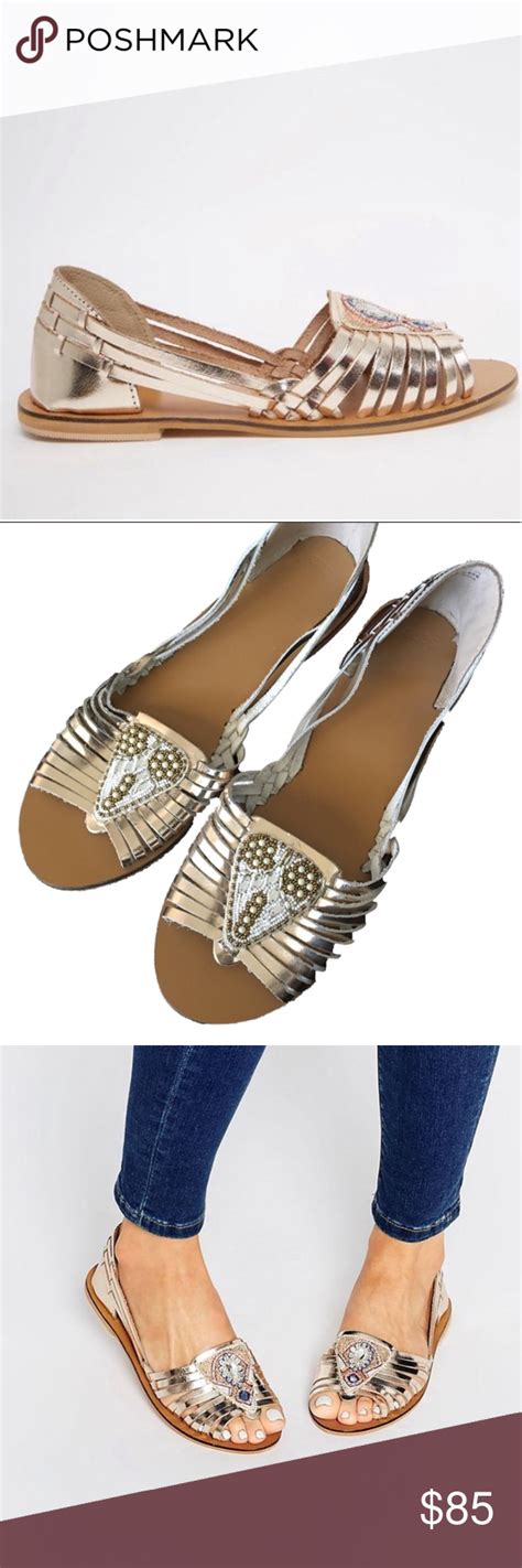 Asos Julien Leather Embellished Flat Sandals Embellished Flats Flat Shoes Women Flat Sandals