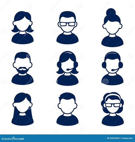 Avatar Profile Icon Set Including Male And Female Stock Vector Illustration Of Portrait