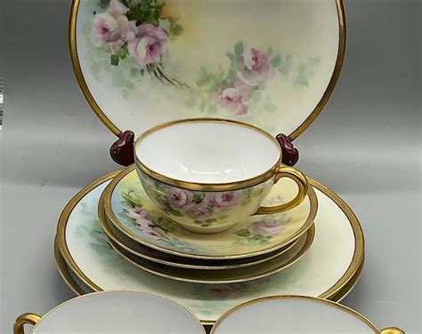 Vintage Mitterteich Bavaria Germany Bone China Old Dresden Rose Gold